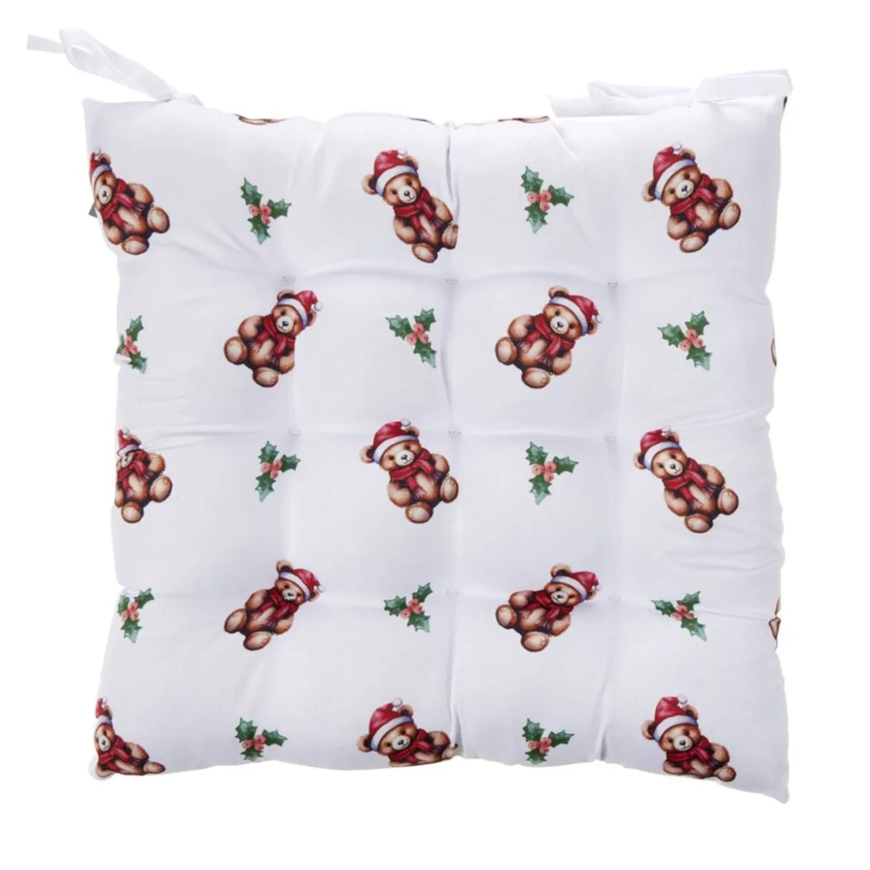 Galette de chaise carré tissu motif Noël 40x40cm (4 modèles)