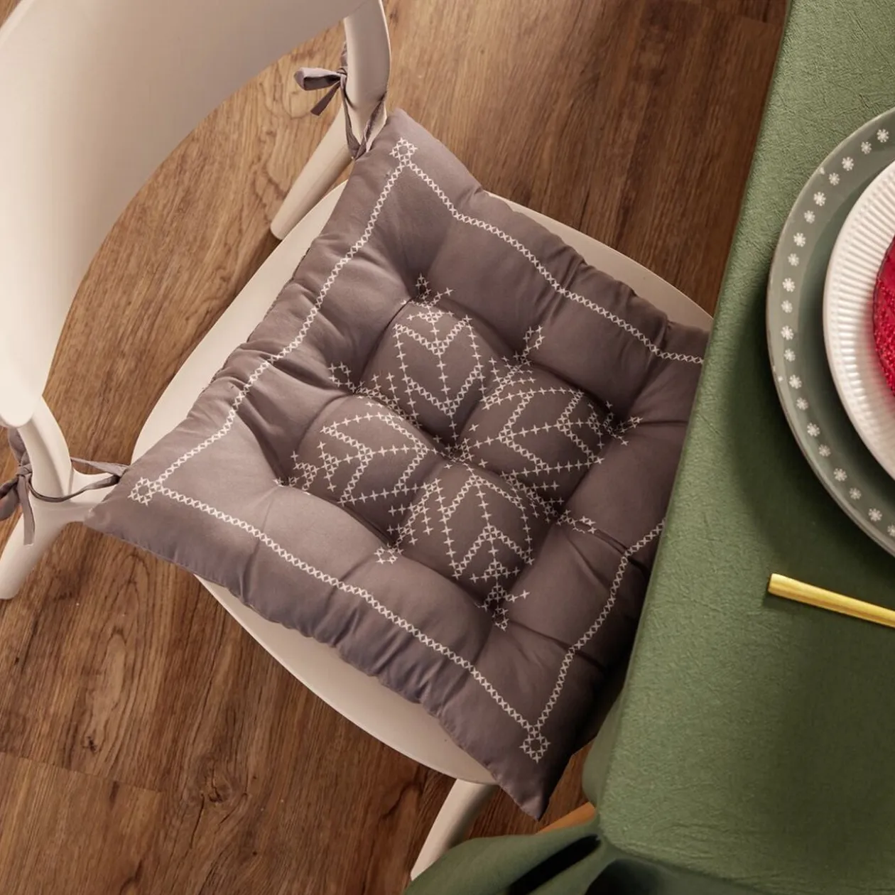 Galette de chaise carré tissu motif Noël 40x40cm (4 modèles)