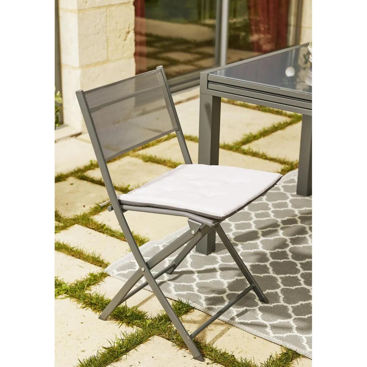 Galette de chaise polyester biface gris et taupe < Gifi Sale