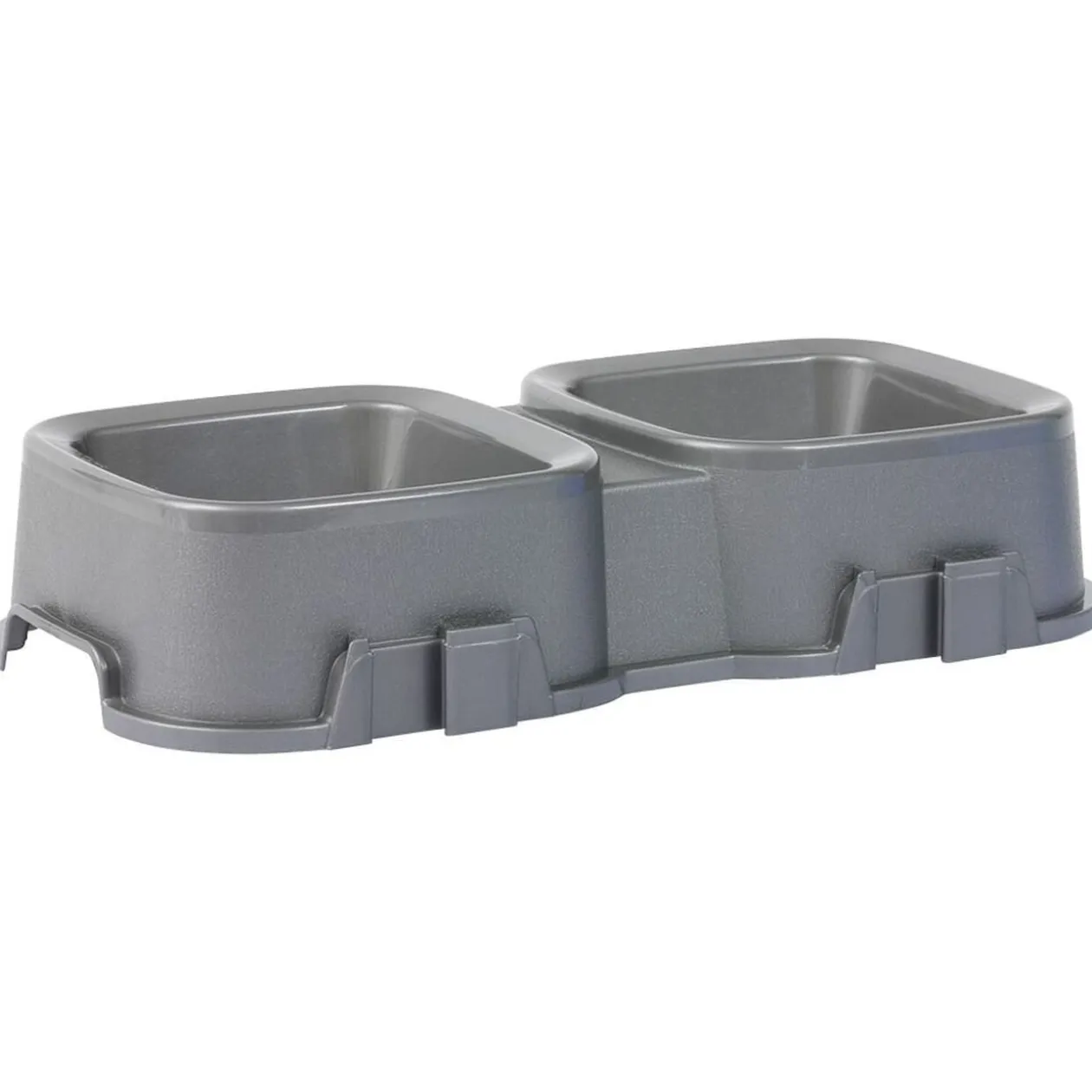 Gamelle double grise 2x500ml - plastique 31,8x16,6xH6,5cm