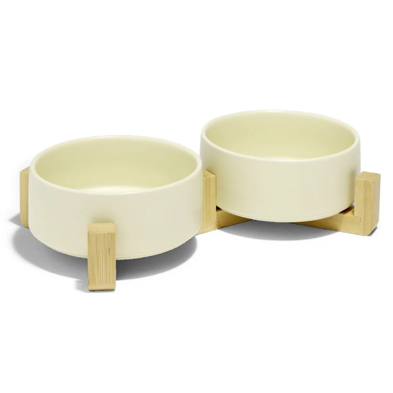 Gamelle double pour chien céramique et bambou