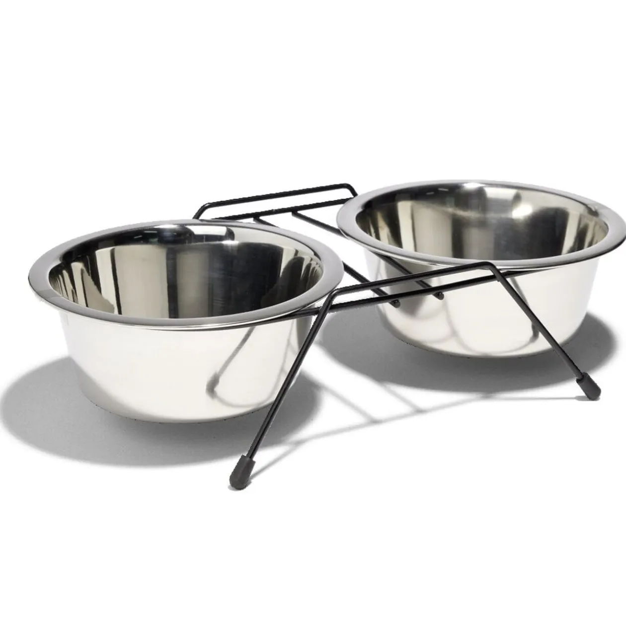 Gamelle double pour chien en inox avec support