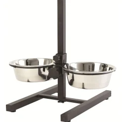 Gamelle double sur pied hauteur ajustable inox