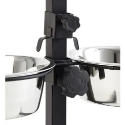 Gamelle double sur pied hauteur ajustable inox
