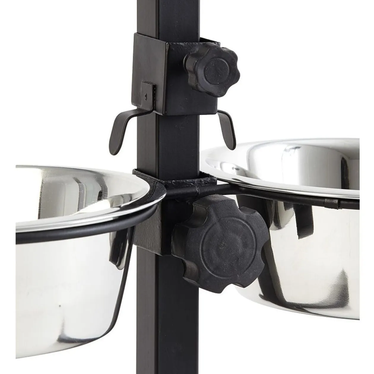 Gamelle double sur pied hauteur ajustable inox