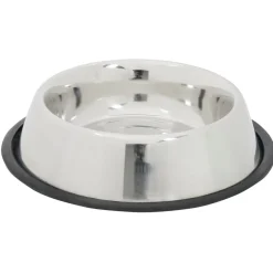 Gamelle ronde inox pour chien avec base antidérapante Ø23,3xH3,5cm < Gifi