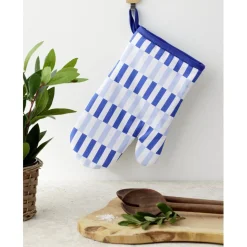 Gant de cuisine manique bleu et blanc 18x28cm