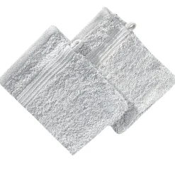 Gant de toilette x2 coton gris clair 16x21cm