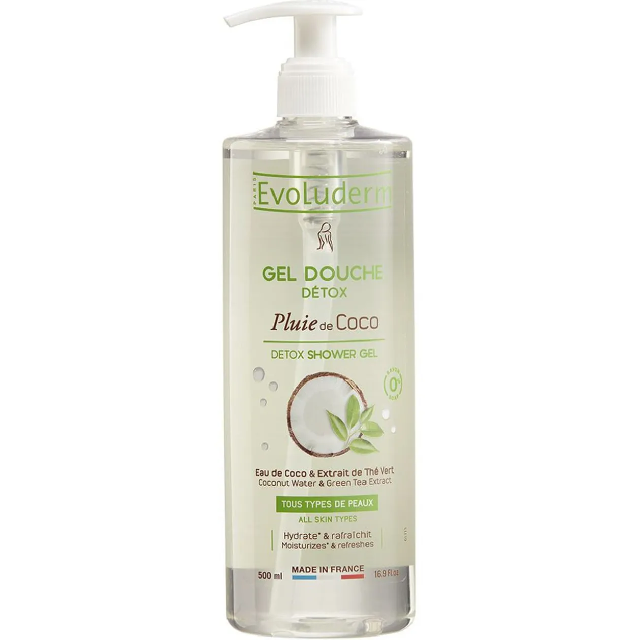 Gel douche détox Evoluderm pluie de coco 500 ml