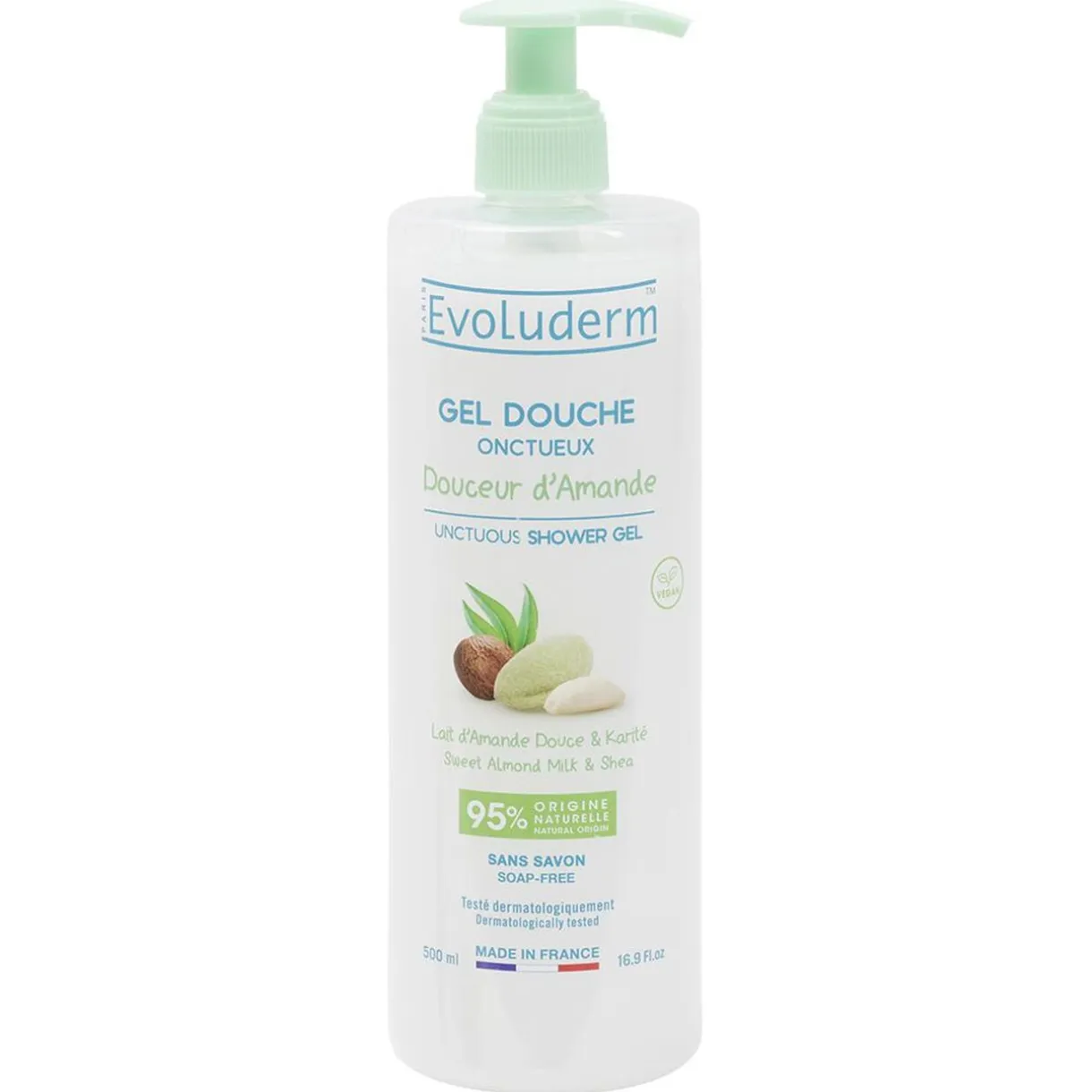 Gel douche Evoluderm onctueux Lait d'amande douce et Karité 500ml < Gifi New