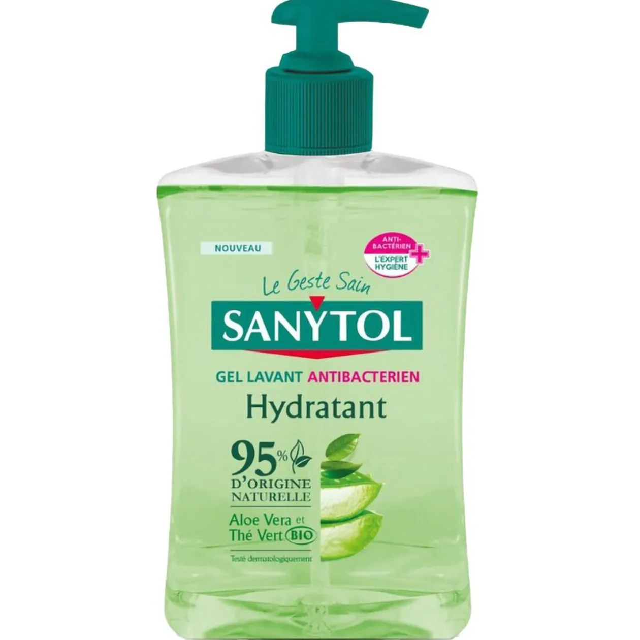 Gel lavant antibactérien Sanytol hydratant Aloe vera & thé vert Bio 500ml