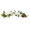 Gerbe artificielle roses blanches et petites fleurs 62x20xH6cm