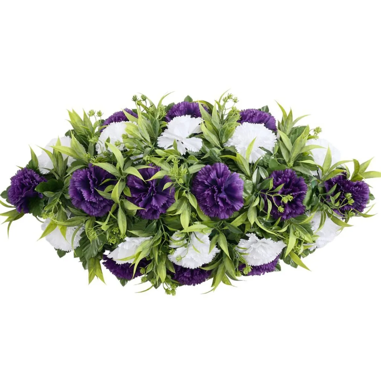 Gerbe chrysanthèmes 22 tiges violet et blanc 70x40xH20cm