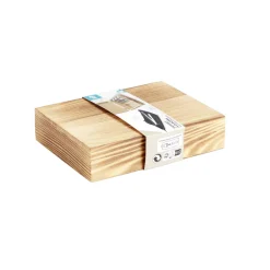 Glaçons en acier avec pince et housse dans coffret en bois