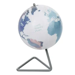 Globe terrestre décoratif bleu et blanc pied triangle