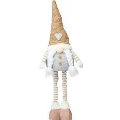 Gnome de Noël nature à poser jambes extensibles H50 à 68cm (2 modèles)