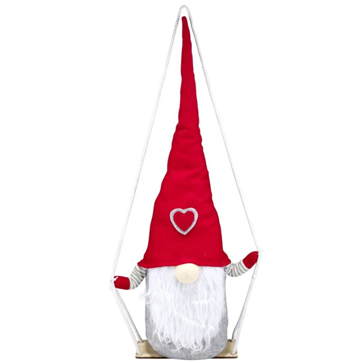 Gnome de Noël sur balançoire H48cm