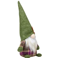 Gnome à poser thème automne en feutrine 18x11xH40cm (2 modèles orange ou vert)