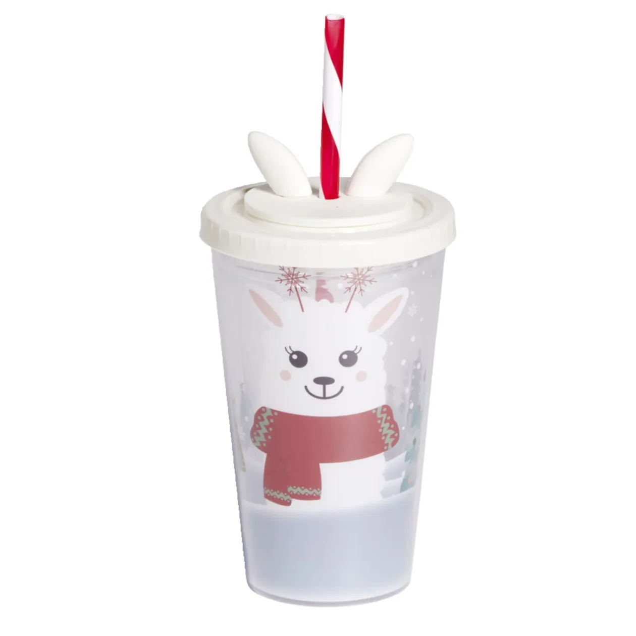 Gobelet avec paille motif lama 450ml
