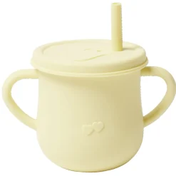 Gobelet bébé d'apprentissage à anses avec couvercle et paille silicone H11cm < Gifi Best