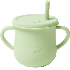 Gobelet bébé d'apprentissage à anses avec couvercle et paille silicone H11cm < Gifi Best