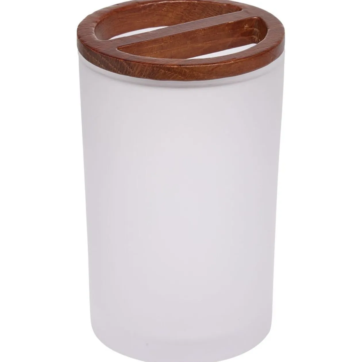 Gobelet blanc en verre et bois Ø7xH11,7cm