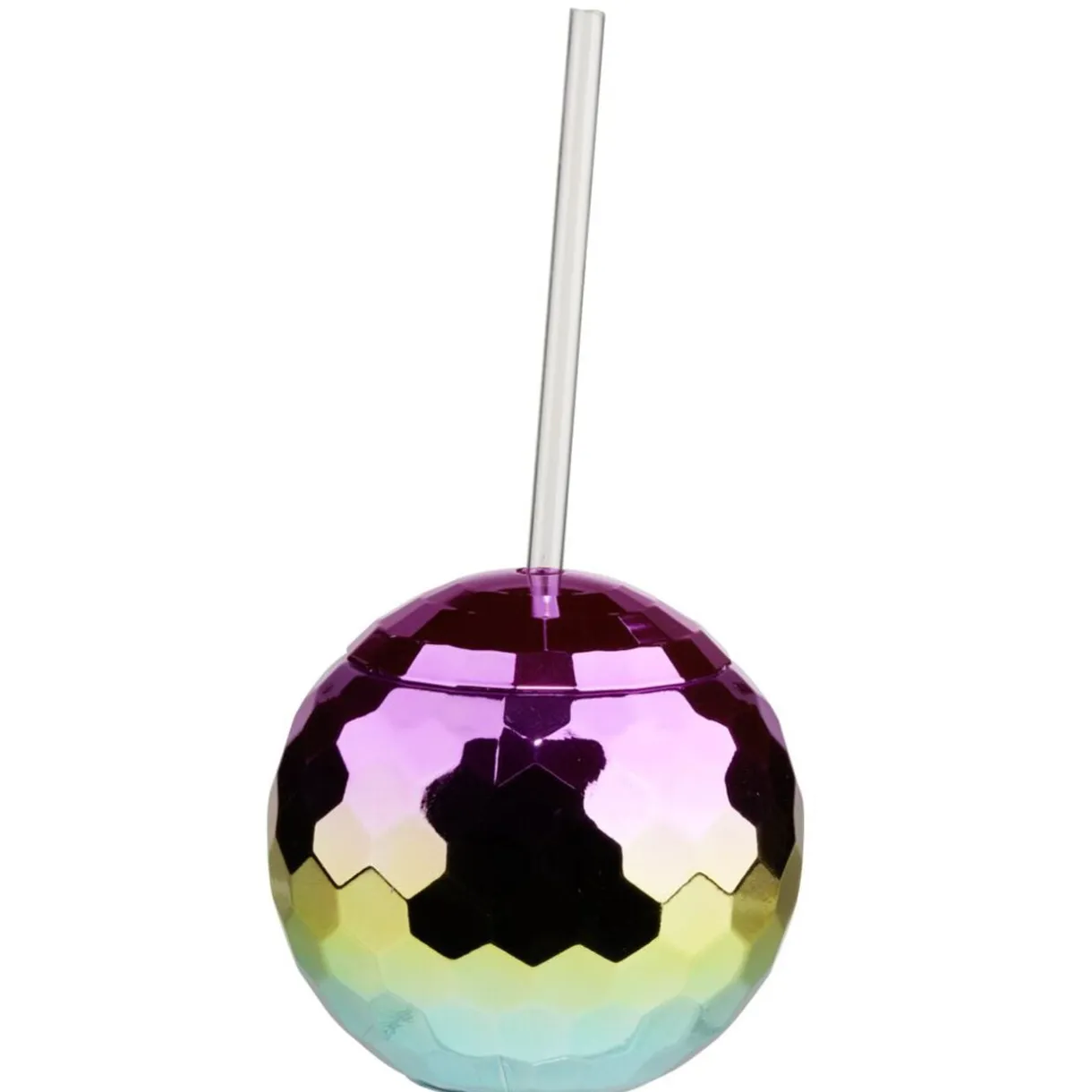 Gobelet boule disco avec paille plastique couleur dégradé Ø11cm < Gifi New