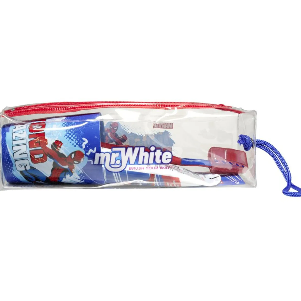 Gobelet brosse à dents dentifrice Spiderman dans trousse