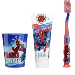 Gobelet brosse à dents dentifrice Spiderman dans trousse