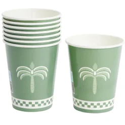 Gobelet carton x8 motif palmier vert et blanc 20cl < Gifi