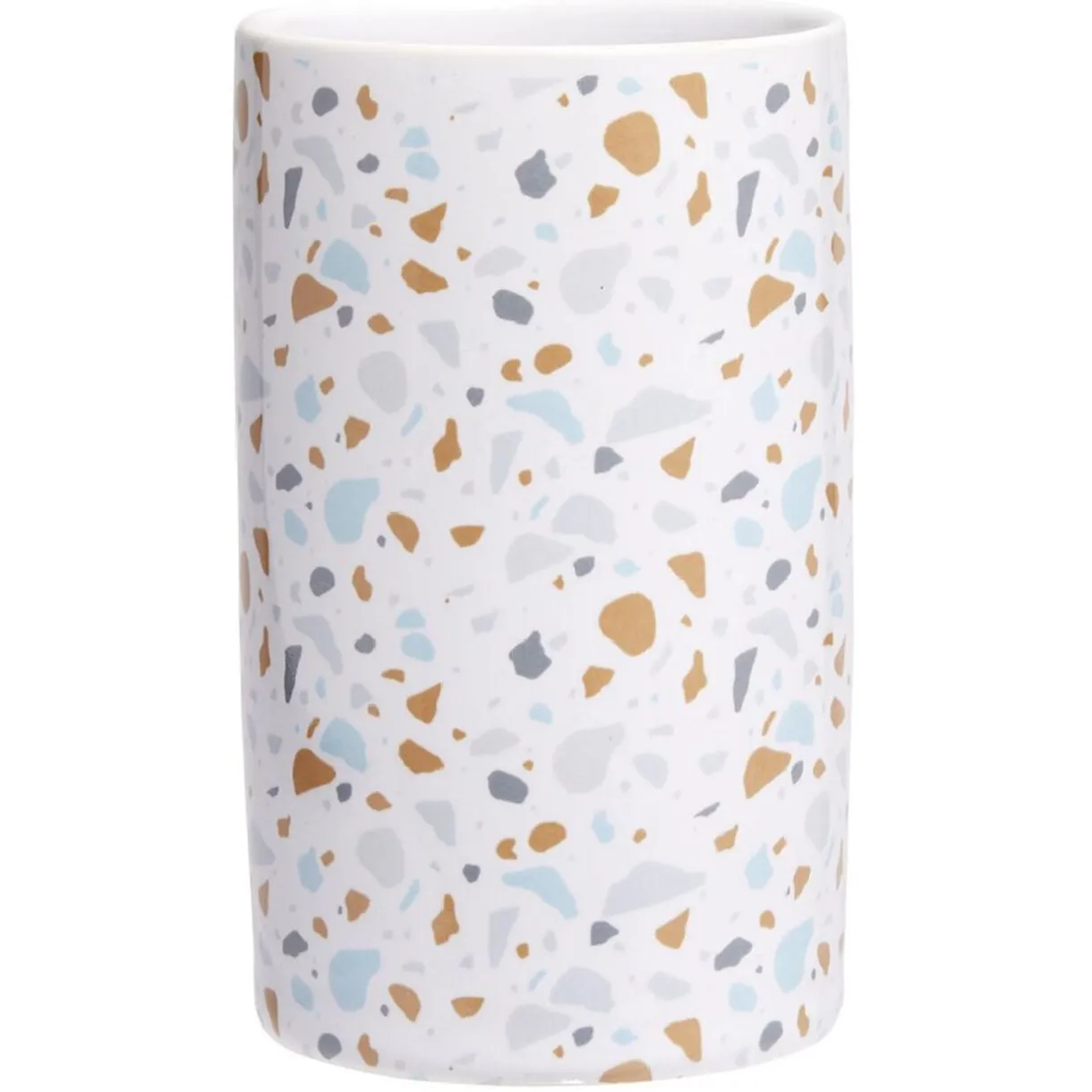 Gobelet céramique motif terrazzo blanc et bleu Ø6xH10,5cm < Gifi