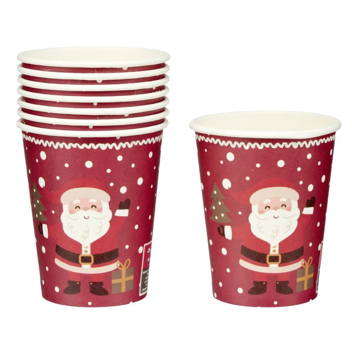 Gobelet en papier X8 pcs imprimé Père Noël L8XH5 cm rouge < Gifi Outlet