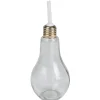 Gobelet en verre forme ampoule avec paille