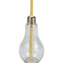 Gobelet en verre forme ampoule avec paille