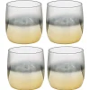 Gobelet en verre transparent pied doré x4