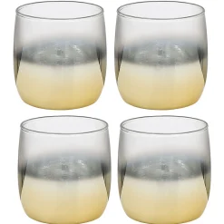 Gobelet en verre transparent pied doré x4