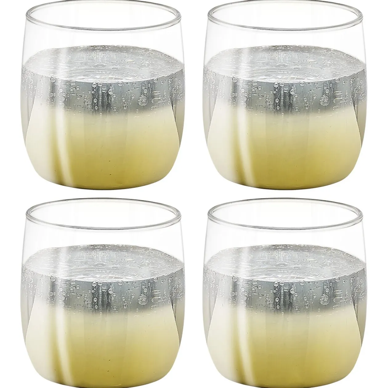 Gobelet en verre transparent pied doré x4