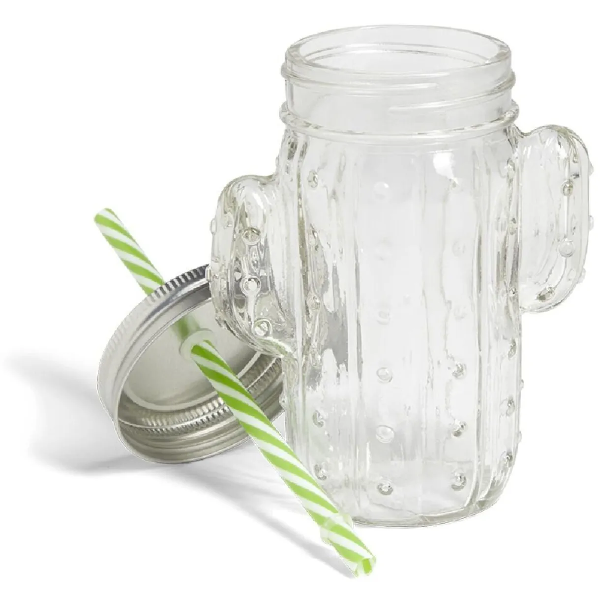 Gobelet 460ml forme cactus avec paille verre transparent < Gifi Hot
