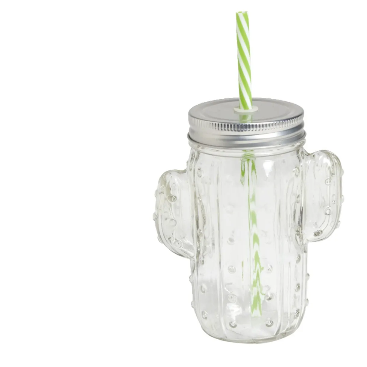 Gobelet 460ml forme cactus avec paille verre transparent < Gifi Hot