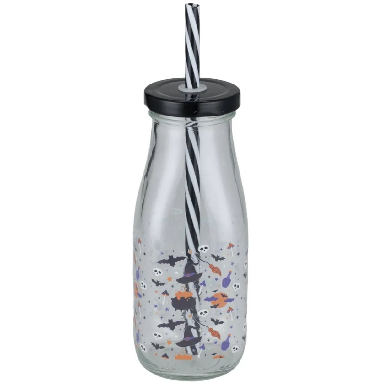 Gobelet paille Halloween 31cl verre motif phosphorescent (3 modèles) < Gifi Outlet