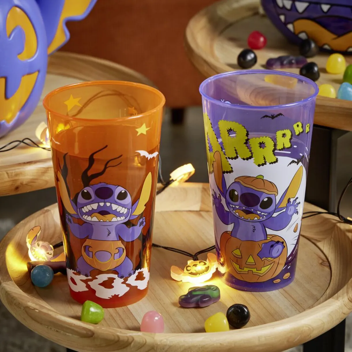 Gobelet plastique Halloween Disney Stitch eco cup Ø9xH15,5cm (2 modèles) < Gifi