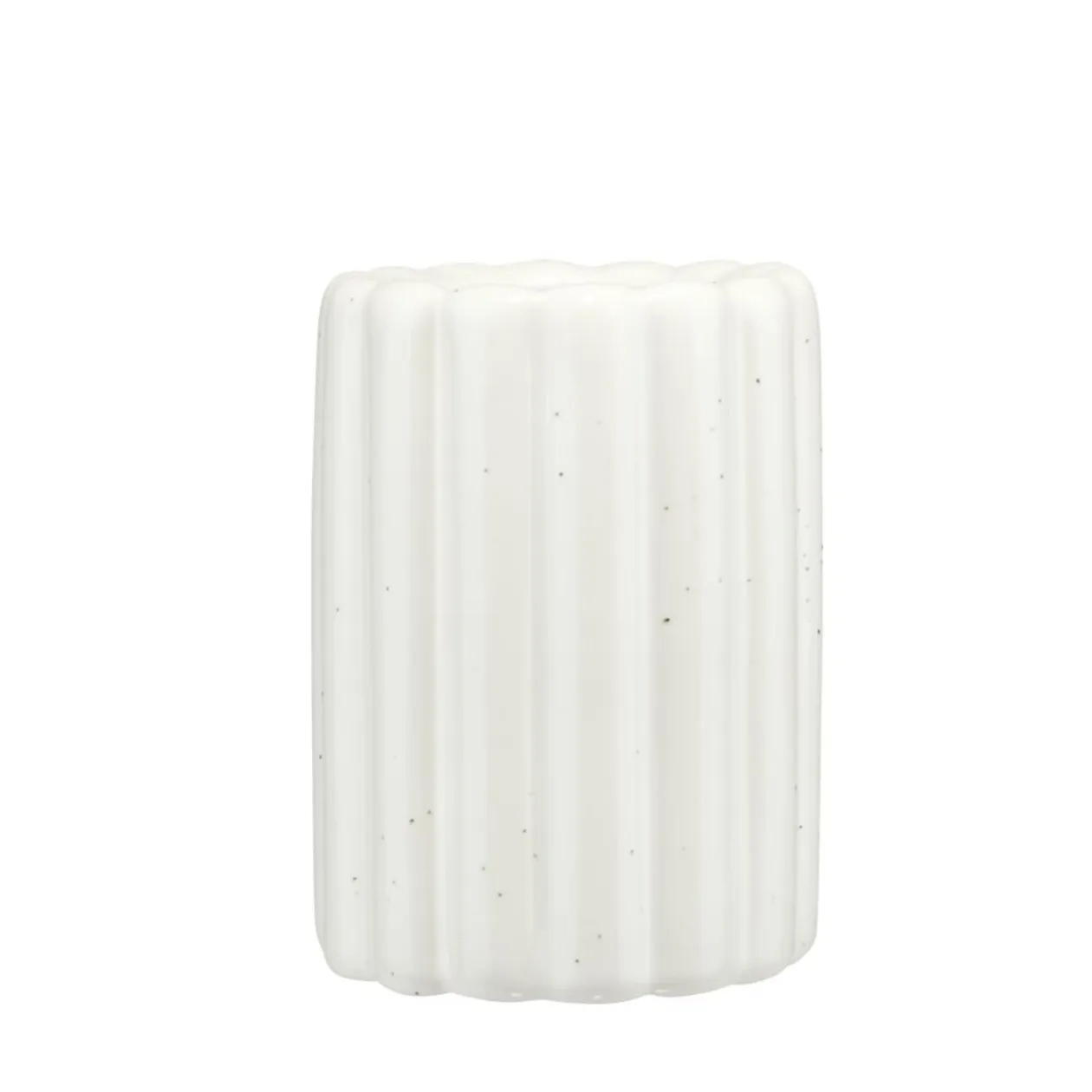 Gobelet salle de bain façon cannelé grès blanc Ø8xH11cm