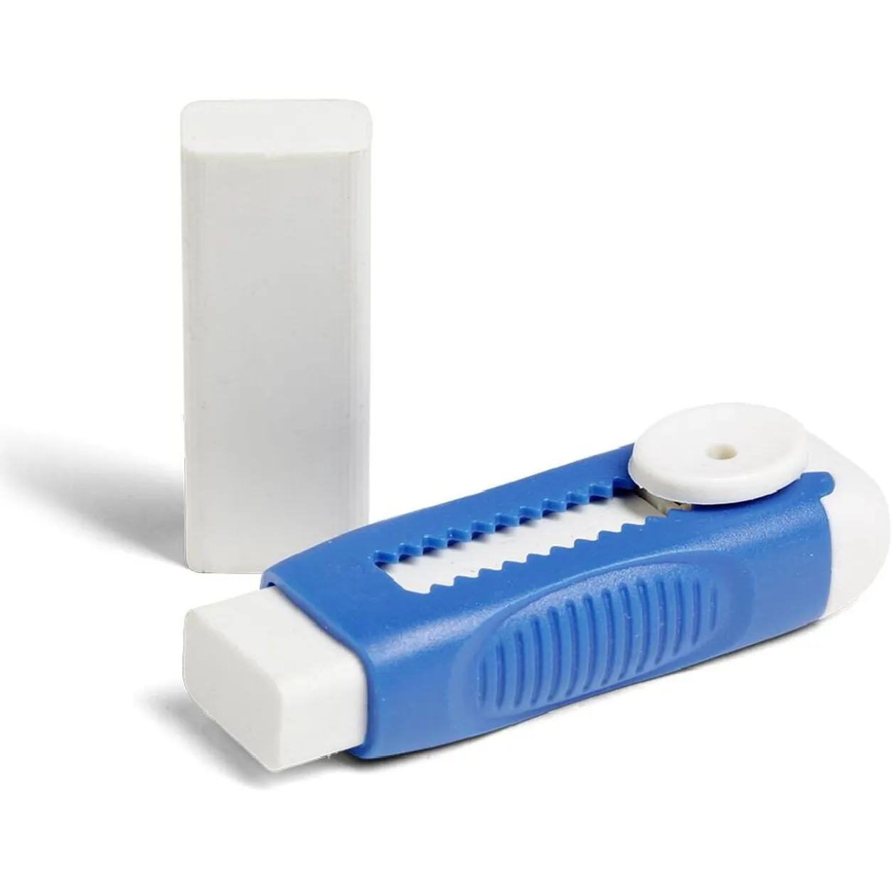 Gomme rétractable avec recharge bleu ou vert