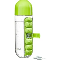 Gourde pilulier hebdomadaire transparente et verte < Gifi Discount