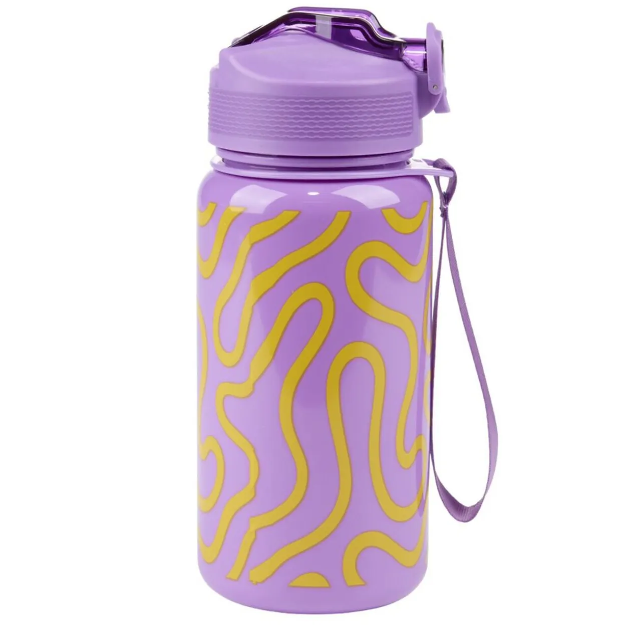 Gourde plastique 600ml bouchon paille motif ondulation Ø7,5xH21,5cm (2 modèles)