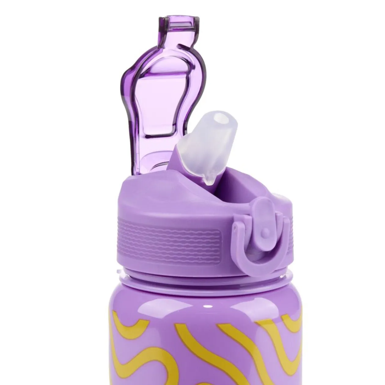 Gourde plastique 600ml bouchon paille motif ondulation Ø7,5xH21,5cm (2 modèles)