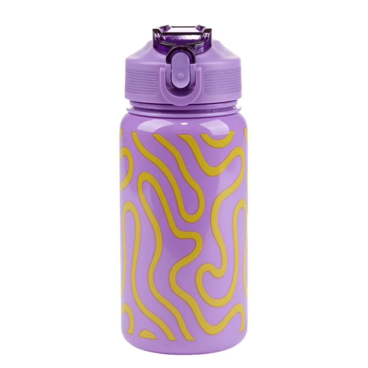 Gourde plastique 600ml bouchon paille motif ondulation Ø7,5xH21,5cm (2 modèles)