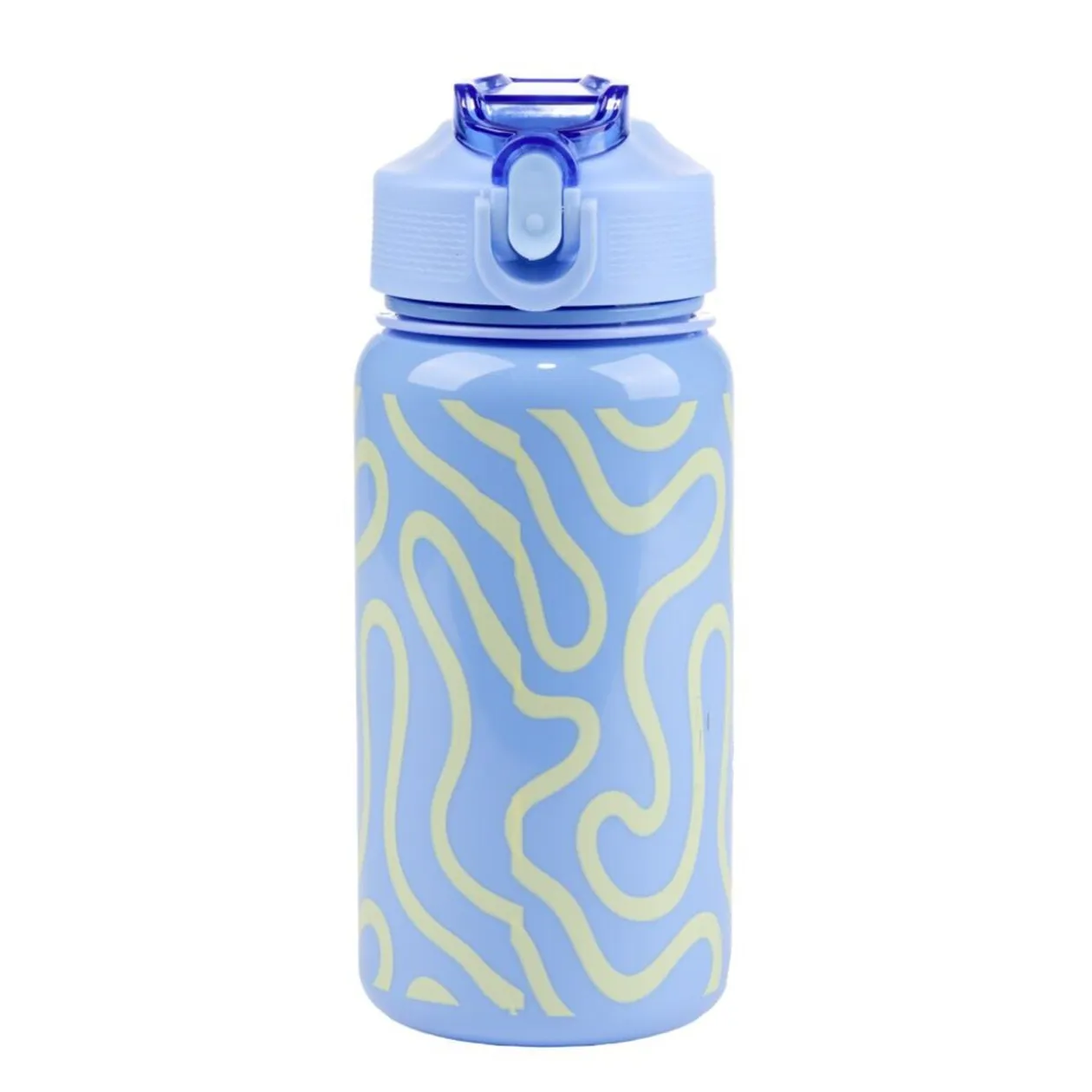 Gourde plastique 600ml bouchon paille motif ondulation Ø7,5xH21,5cm (2 modèles)