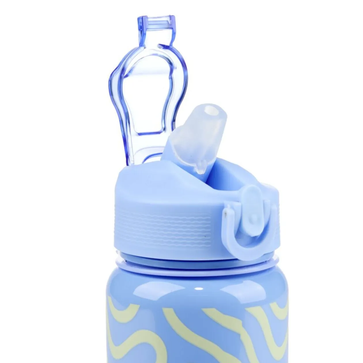 Gourde plastique 600ml bouchon paille motif ondulation Ø7,5xH21,5cm (2 modèles)