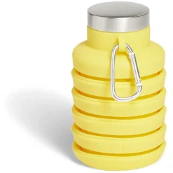 Gourde pliable silicone jaune avec mousqueton 200/480ml